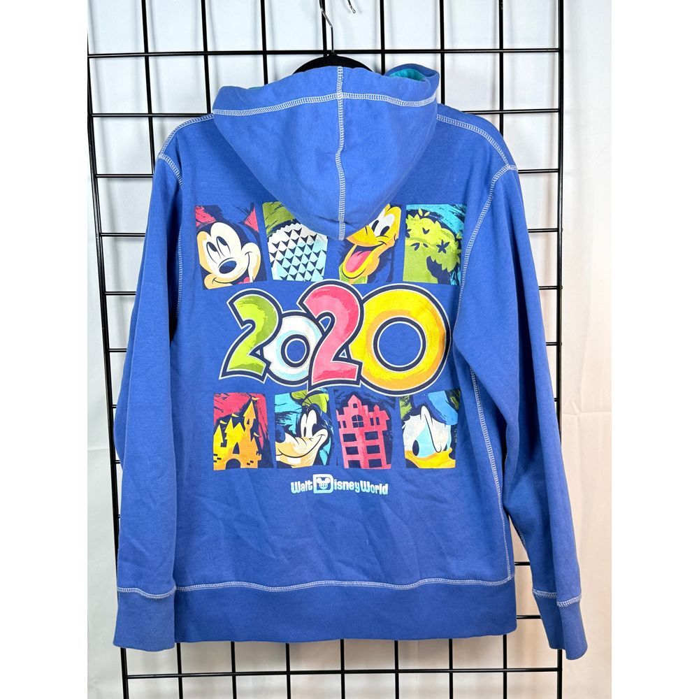 Walt Disney World Parks Hoodie Jacket Full Zip Womens L Blue 2020 Characters Ltd